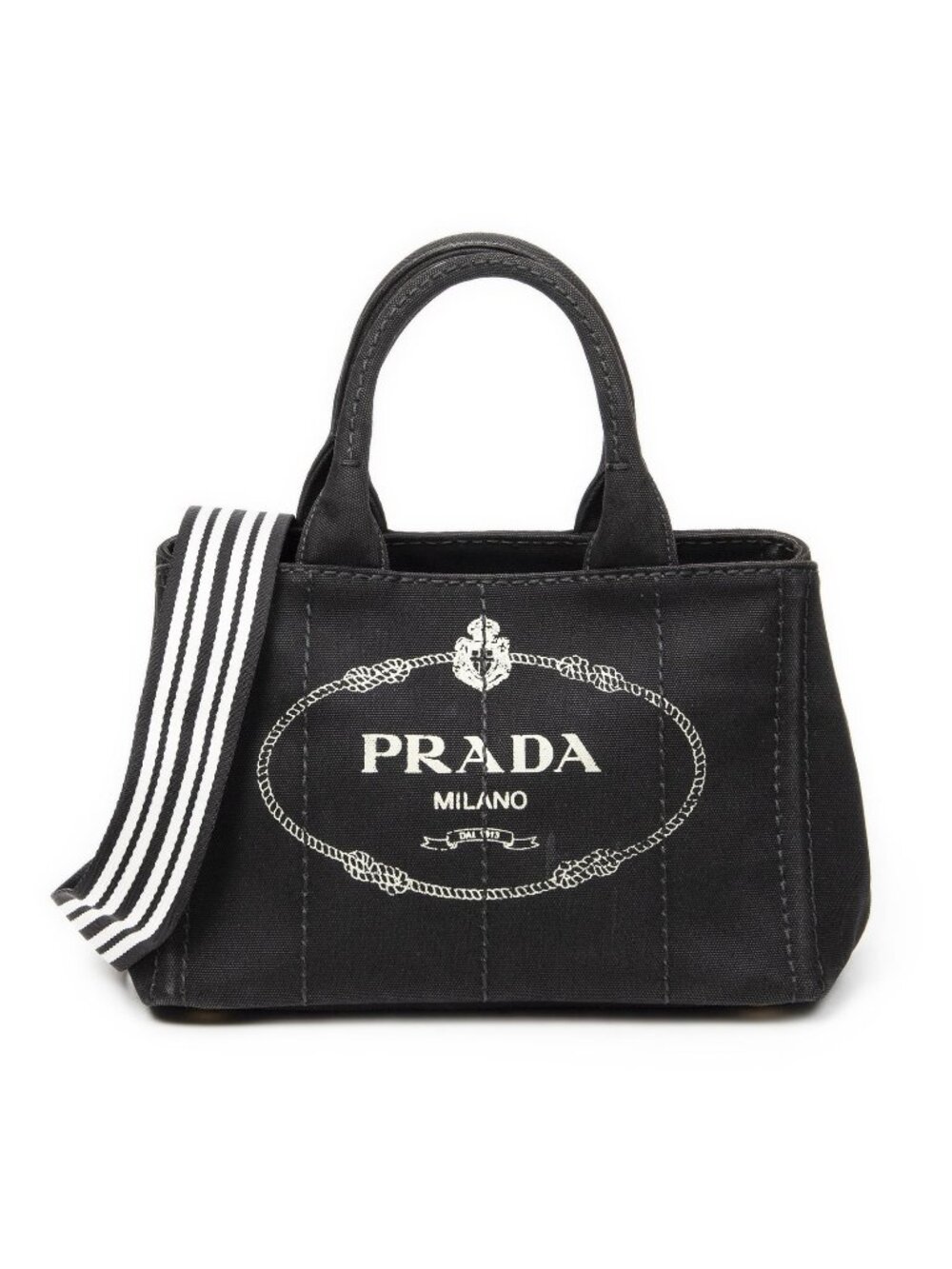Prada Canapa Small Tote Bag Black Canvas